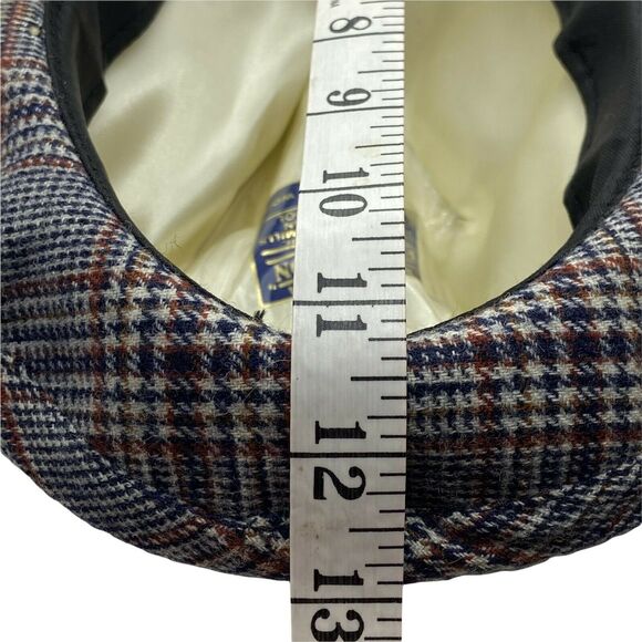 Pendleton Fedora Hat Grandpa Gray Navy Brown Plaid Virgin Wool Fitted Size 7-1/8 - Picture 10 of 16